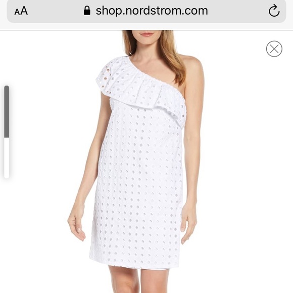 Gibson NWT White XS One Shoulder Eyelet Dress - Picture 2 of 5